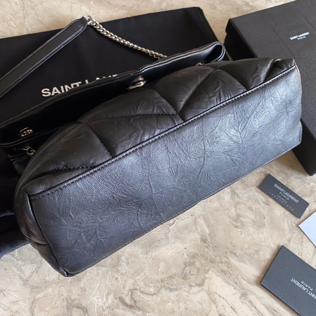 LOULOU PUFFER SMALL BAG IN QUILTED WRINKLY MATTE LEATHER, YSL SAINT LAURENT 577476
