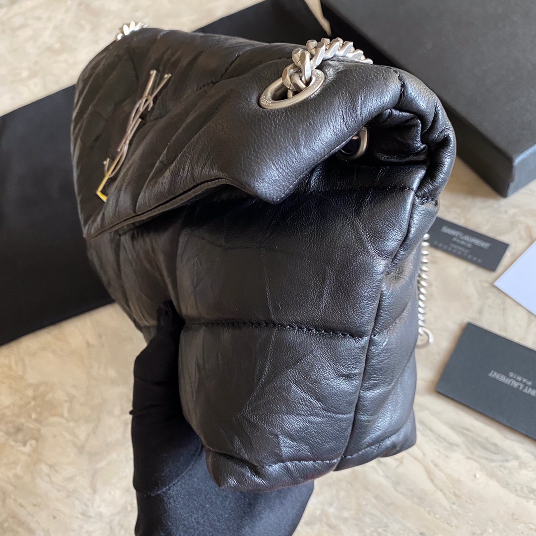 LOULOU PUFFER SMALL BAG IN QUILTED WRINKLY MATTE LEATHER, YSL SAINT LAURENT 577476