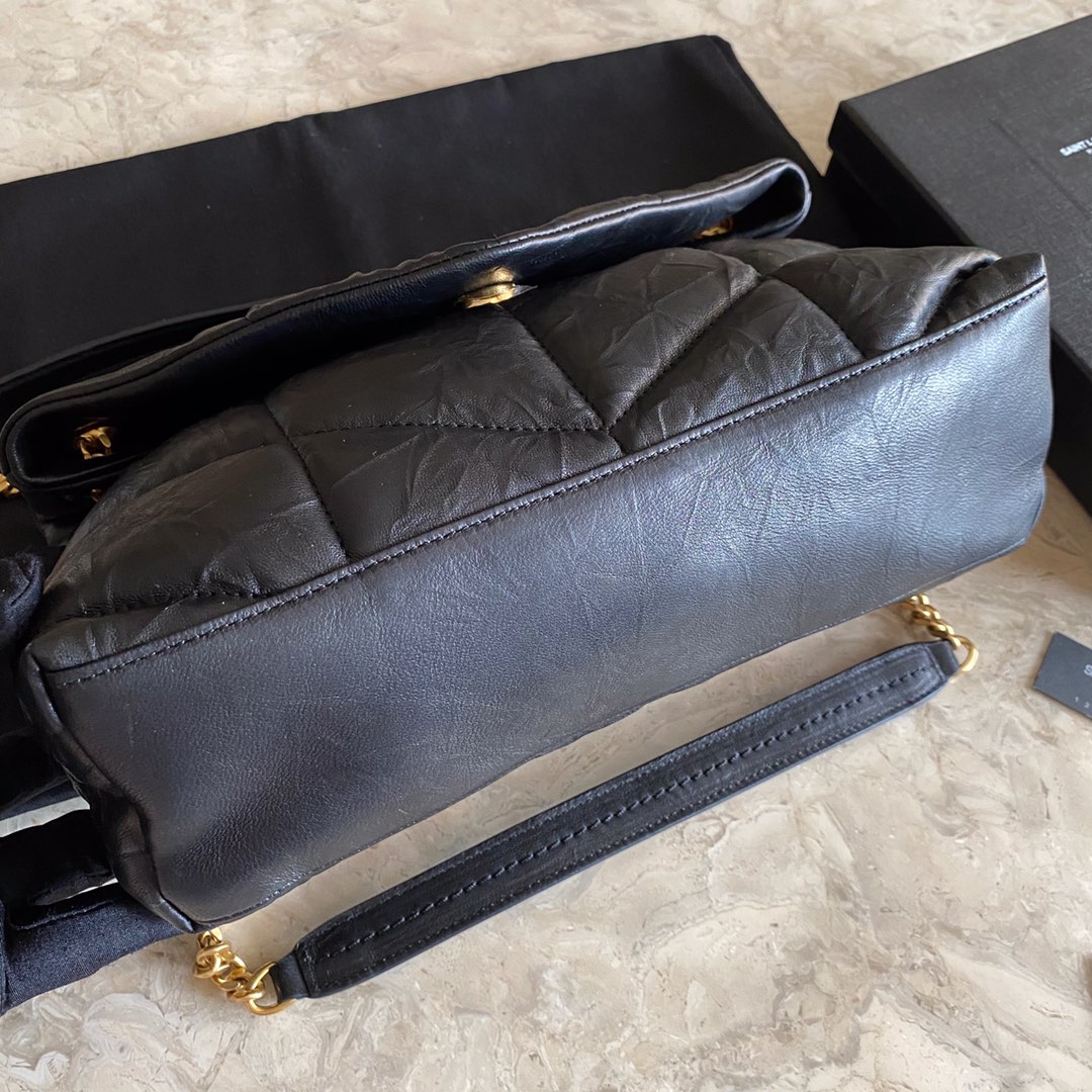 LOULOU PUFFER SMALL BAG IN QUILTED WRINKLY MATTE LEATHER, YSL SAINT LAURENT 577476