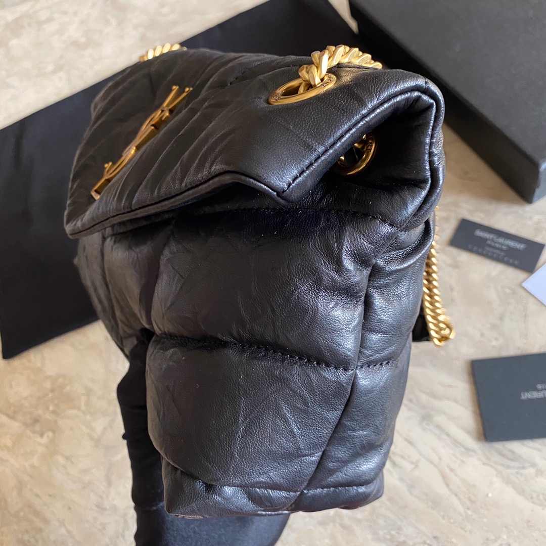 LOULOU PUFFER SMALL BAG IN QUILTED WRINKLY MATTE LEATHER, YSL SAINT LAURENT 577476