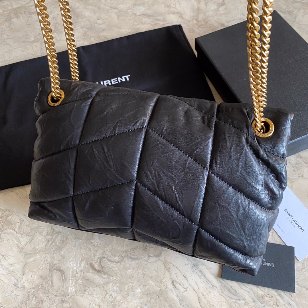 LOULOU PUFFER SMALL BAG IN QUILTED WRINKLY MATTE LEATHER, YSL SAINT LAURENT 577476