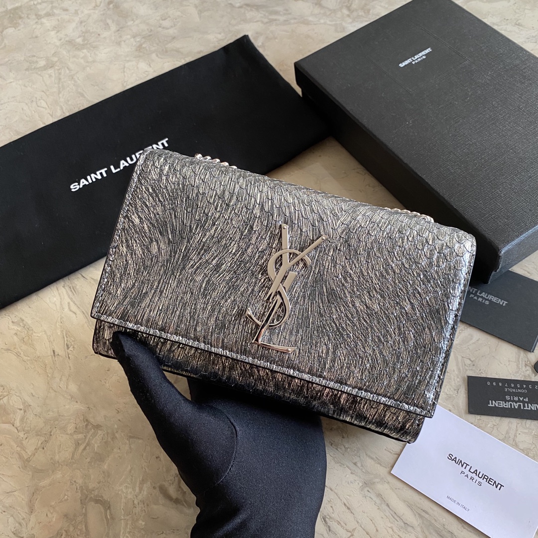 469390 KATE SMALL IN STARDUST PYTHON AND FLUORESCENT YSL, YSL Saint Laurent