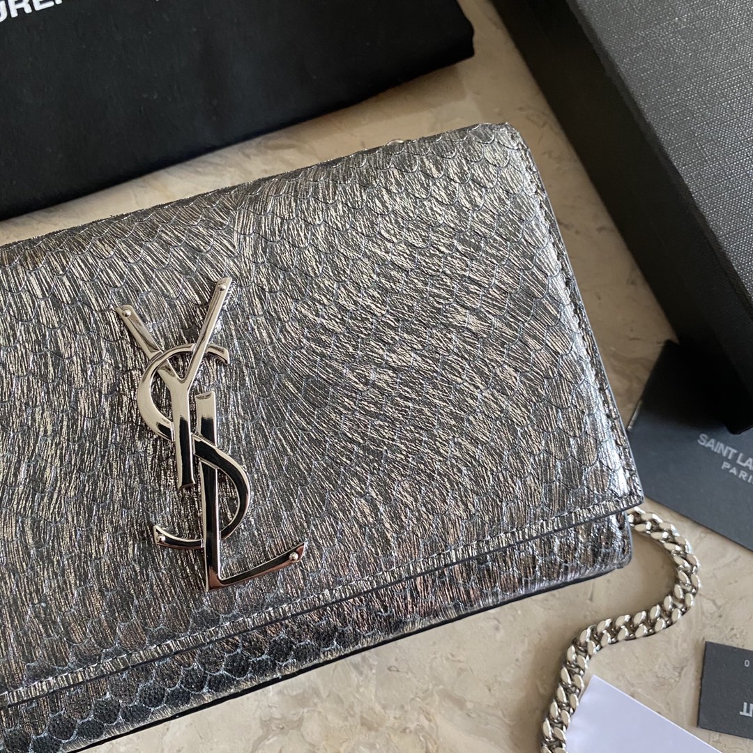 469390 KATE SMALL IN STARDUST PYTHON AND FLUORESCENT YSL, YSL Saint Laurent