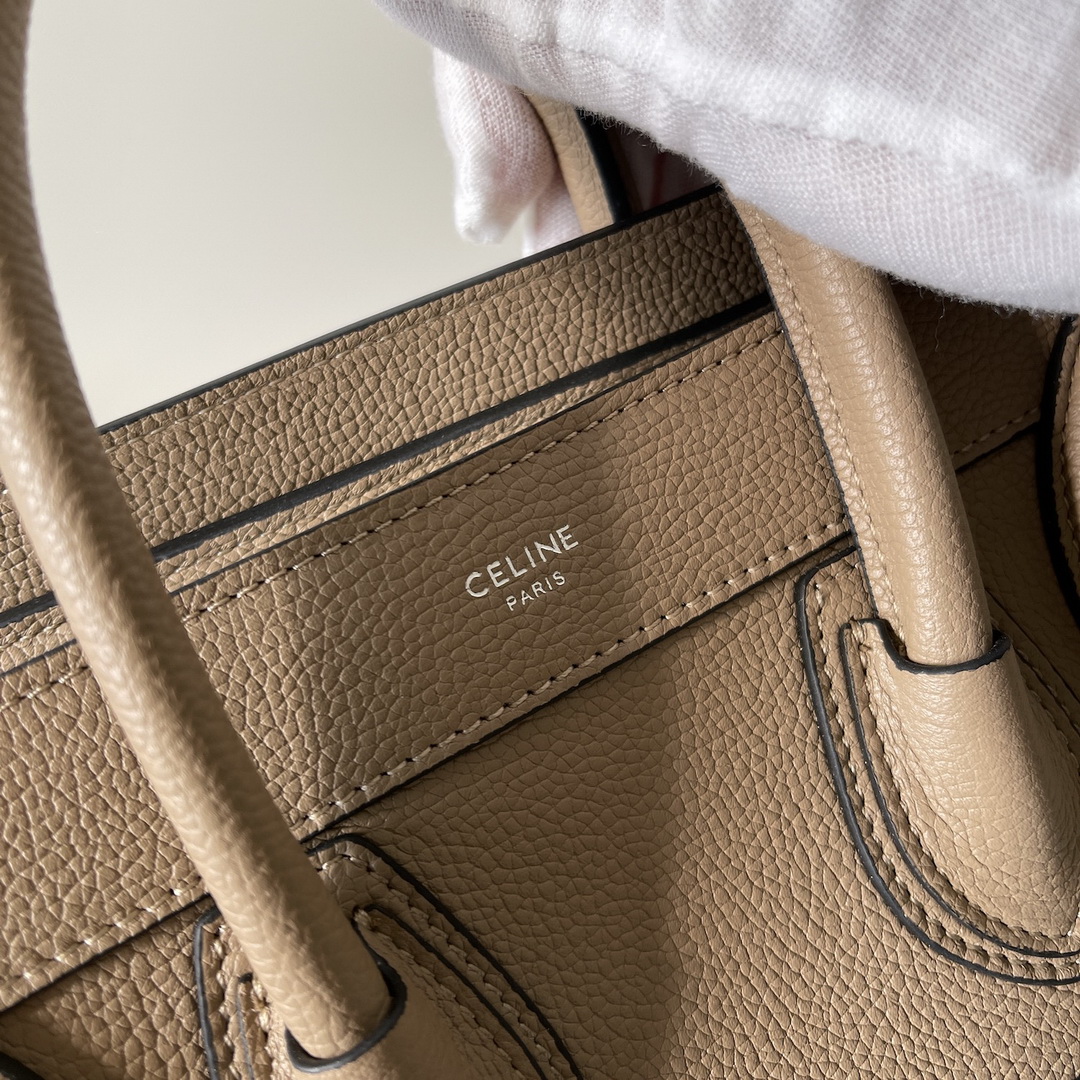 CELINE NANO LUGGAGE SHOULDER BAG CALFSKIN, 8 X 8 X 4 IN, Size W20H20D10CM, Genuine CALFSKIN