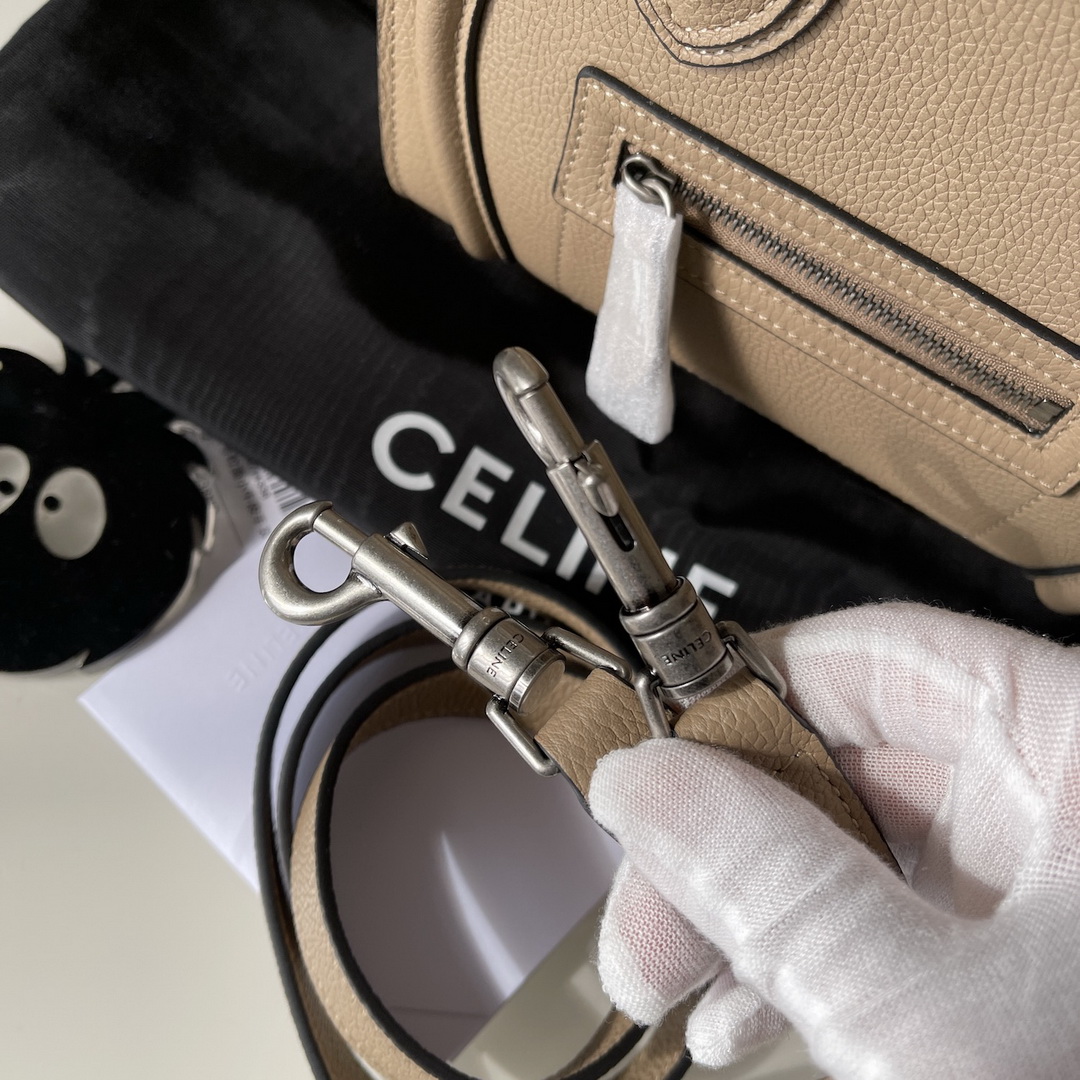 CELINE NANO LUGGAGE SHOULDER BAG CALFSKIN, 8 X 8 X 4 IN, Size W20H20D10CM, Genuine CALFSKIN