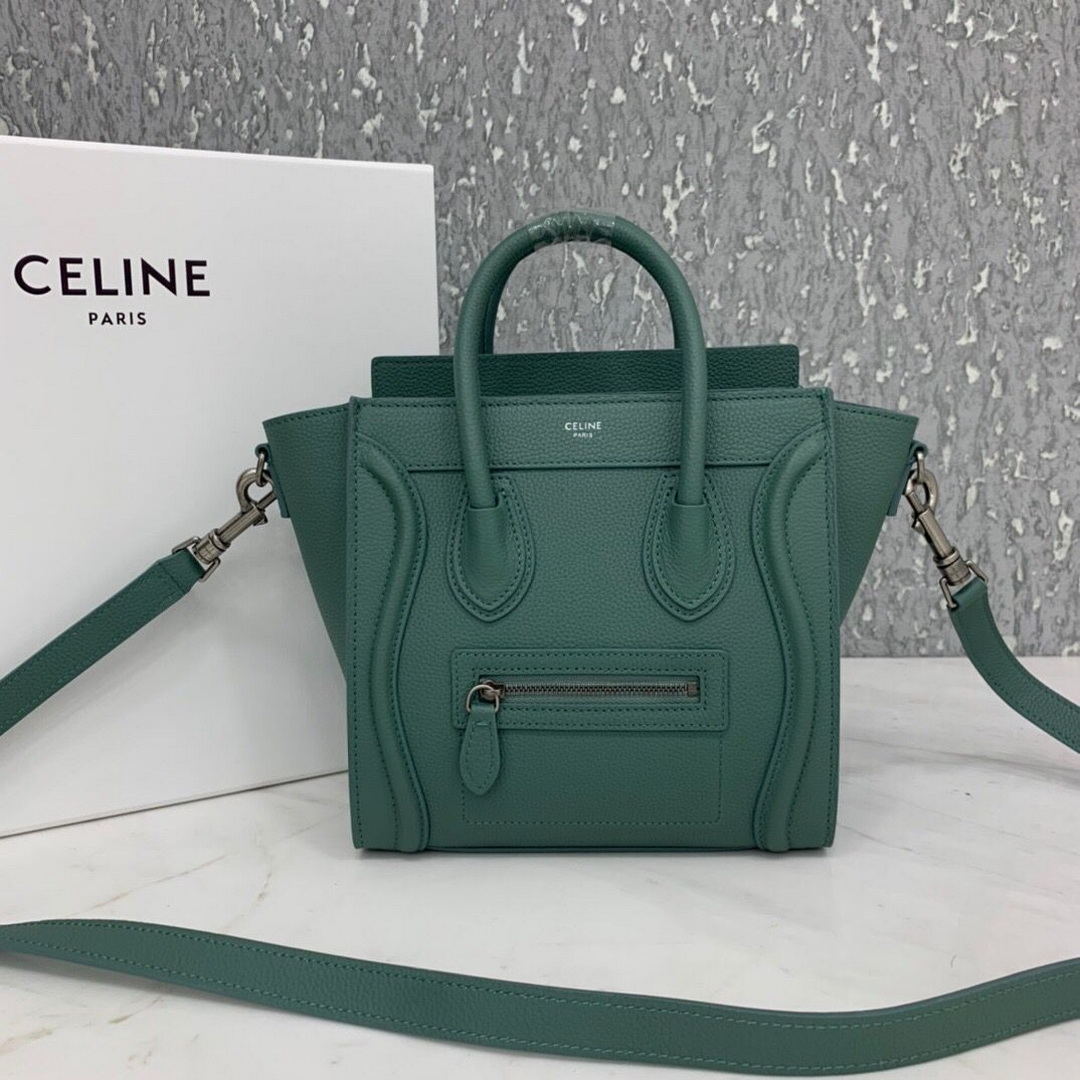 CELINE NANO LUGGAGE SHOULDER BAG CALFSKIN, 8 X 8 X 4 IN, Size W20H20D10CM, Genuine CALFSKIN