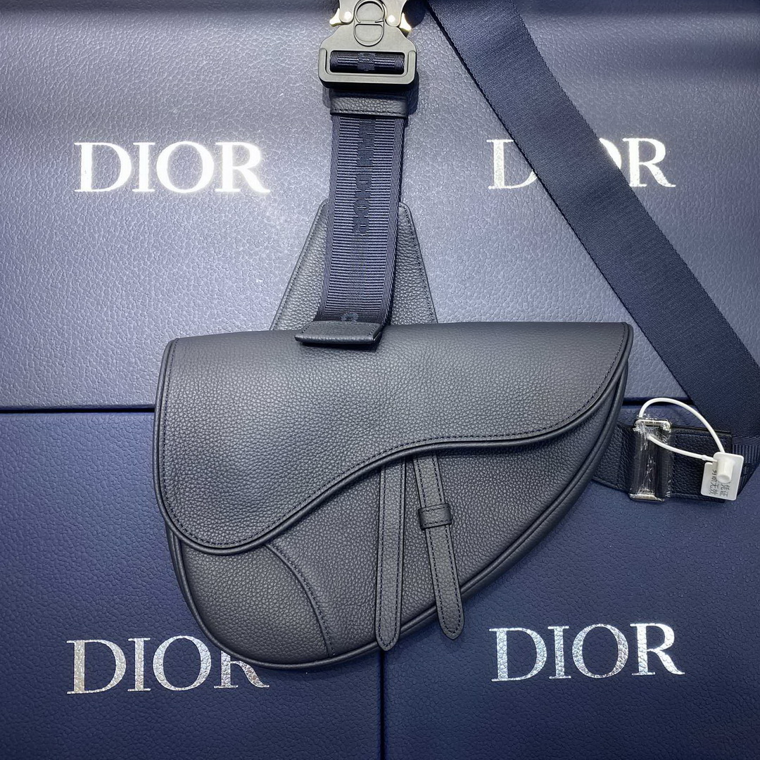 SADDLE BAG, Navy Blue Grained Calfskin, DIOR