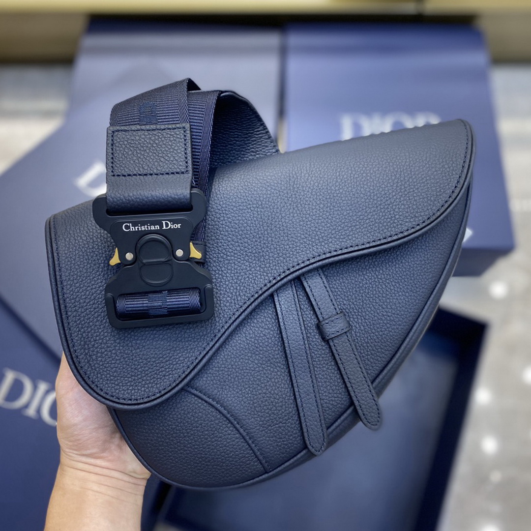 SADDLE BAG, Navy Blue Grained Calfskin, DIOR