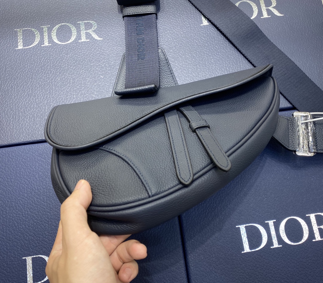 SADDLE BAG, Navy Blue Grained Calfskin, DIOR