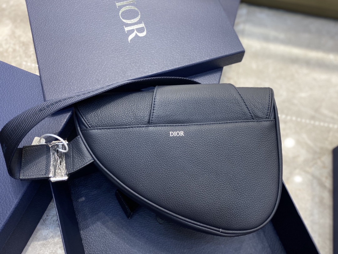 SADDLE BAG, Navy Blue Grained Calfskin, DIOR