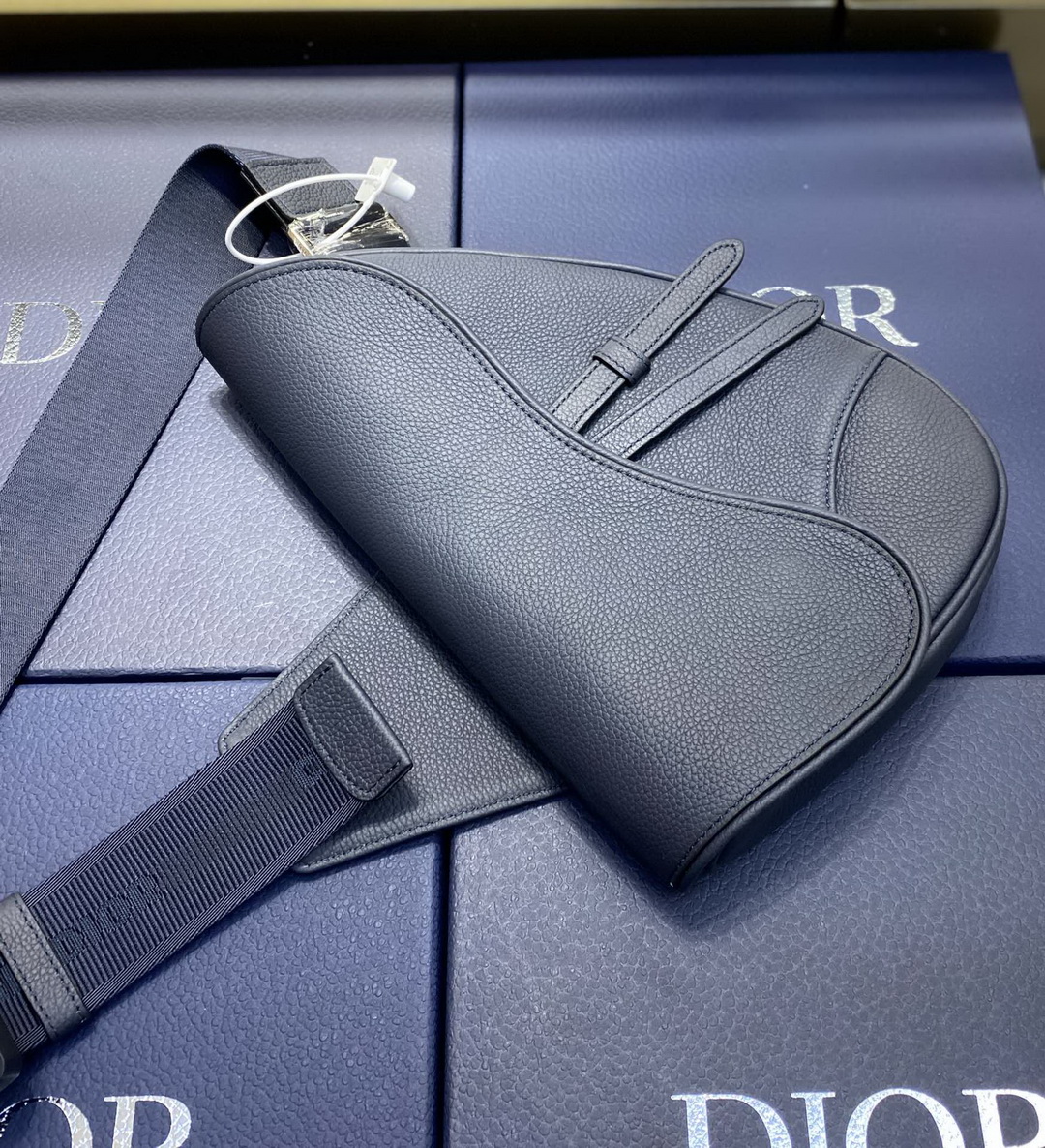 SADDLE BAG, Navy Blue Grained Calfskin, DIOR