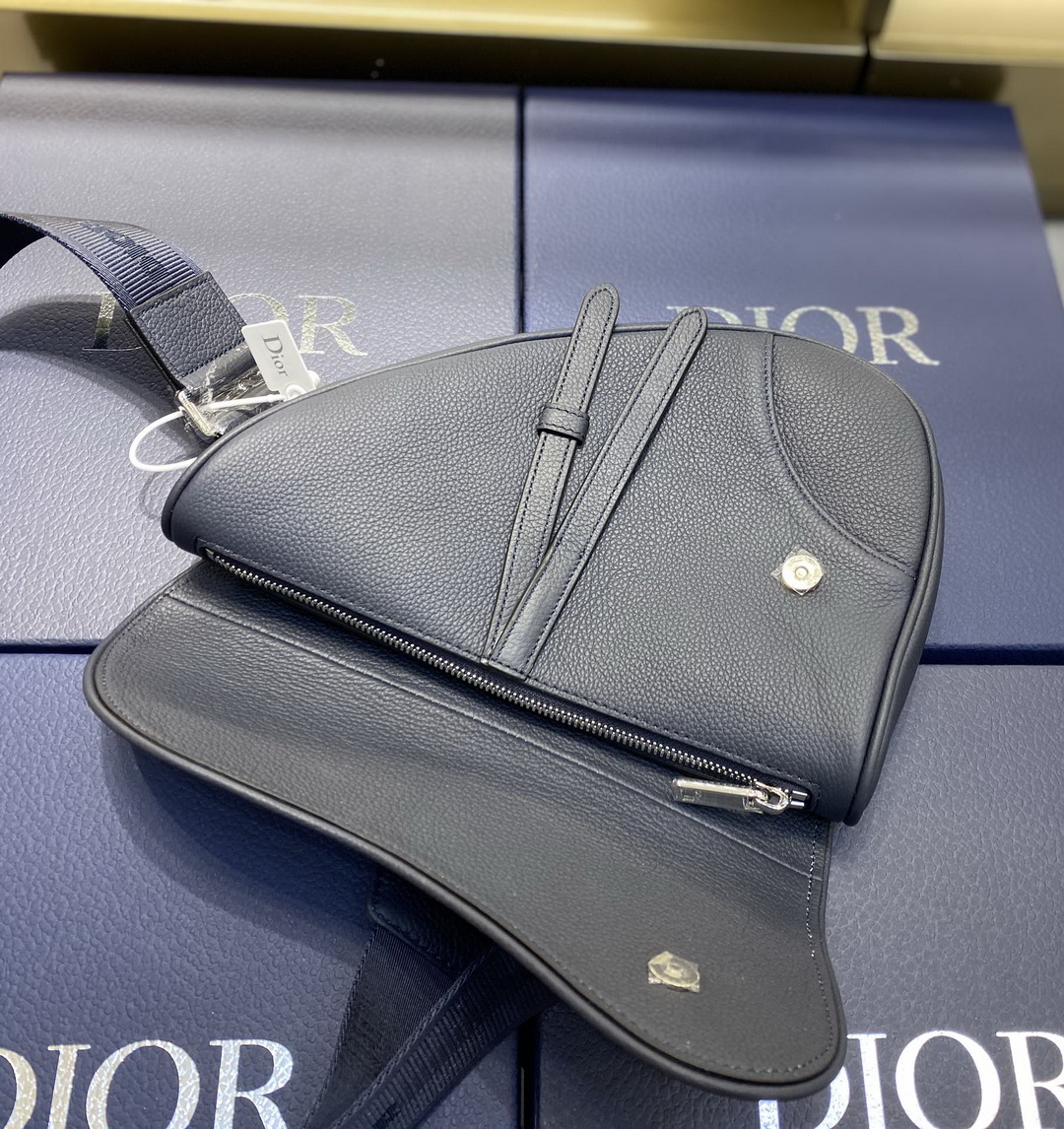 SADDLE BAG, Navy Blue Grained Calfskin, DIOR
