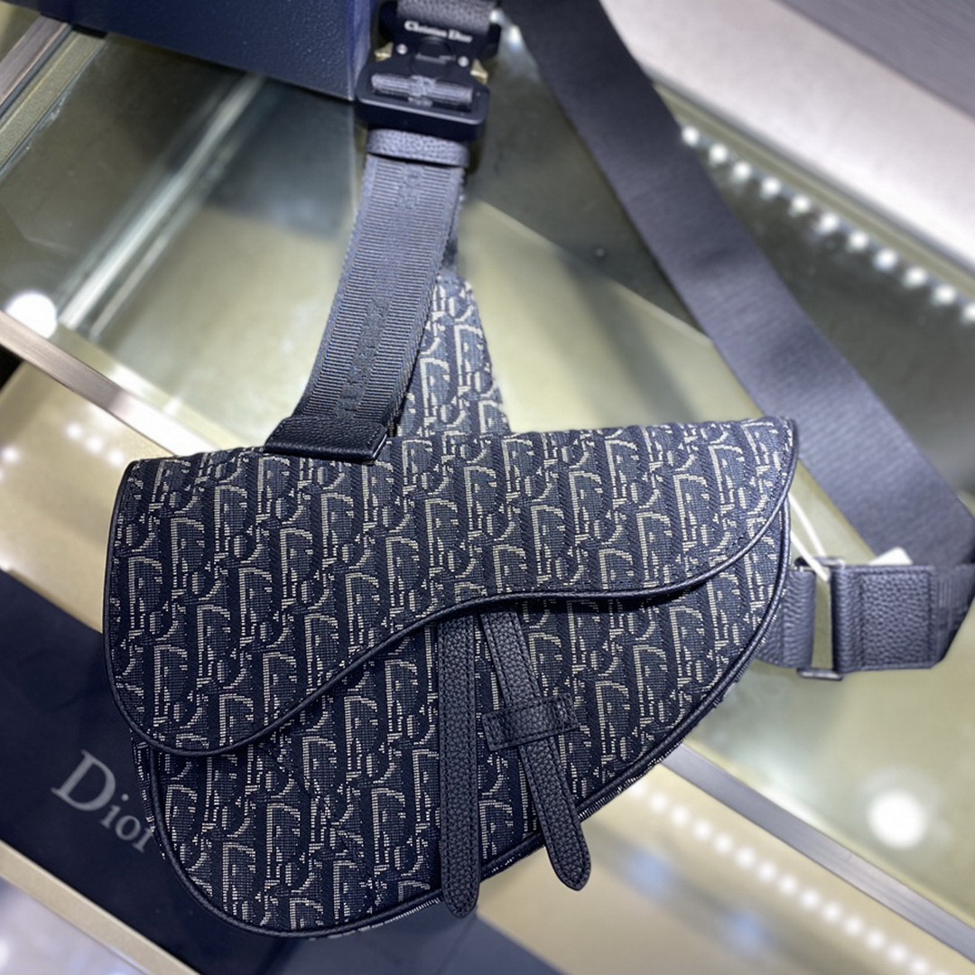 SADDLE BAG, Beige and Black Dior Oblique Jacquard, DIOR