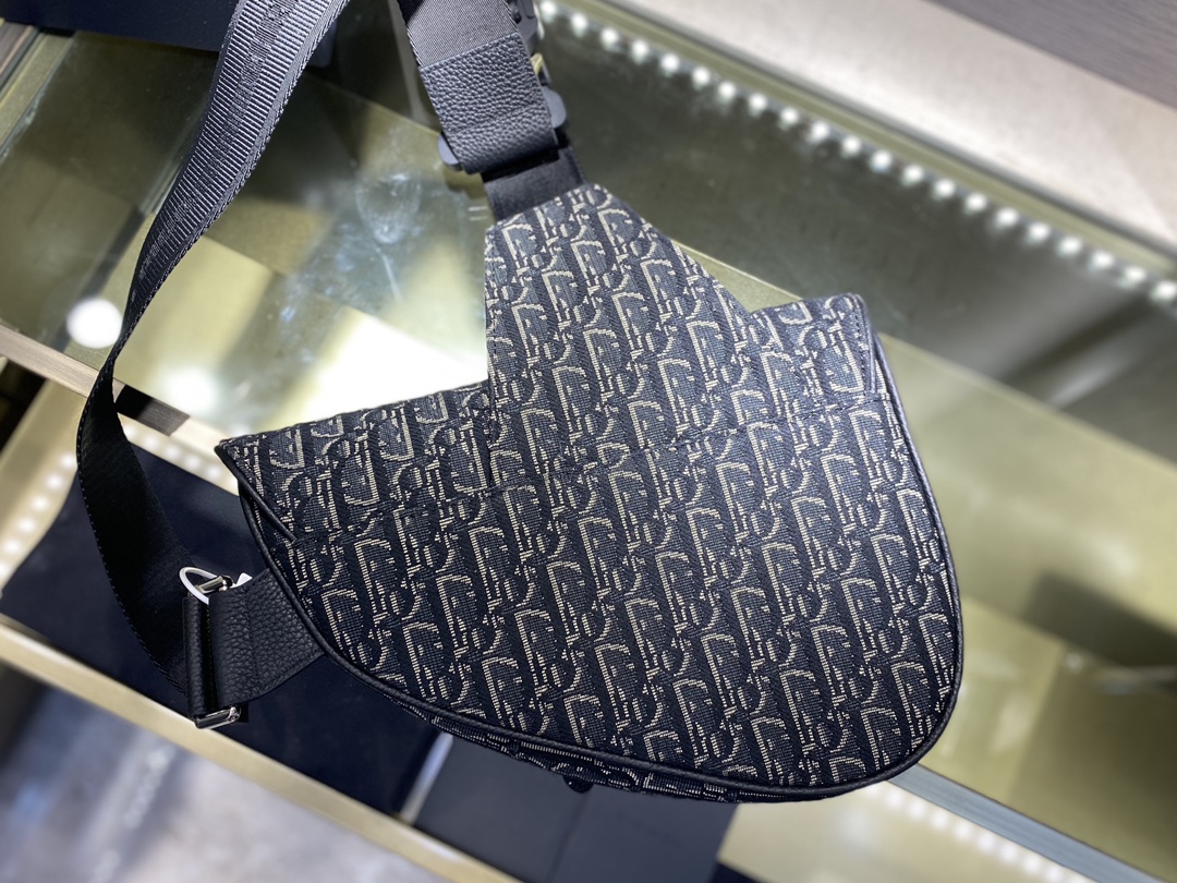 SADDLE BAG, Beige and Black Dior Oblique Jacquard, DIOR