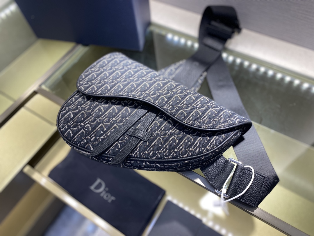 SADDLE BAG, Beige and Black Dior Oblique Jacquard, DIOR