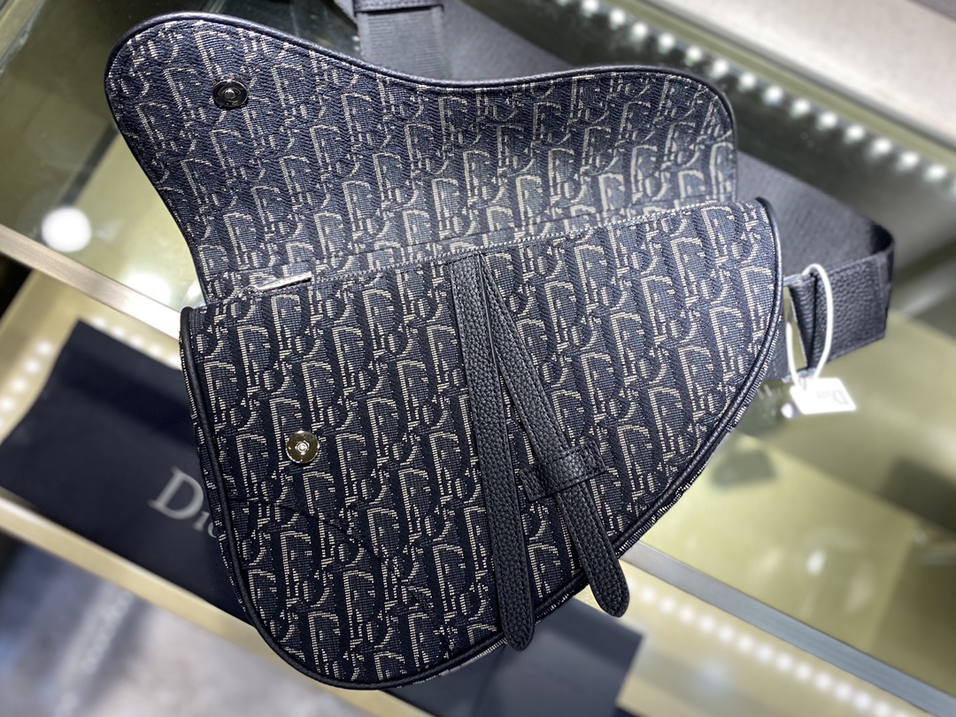 SADDLE BAG, Beige and Black Dior Oblique Jacquard, DIOR