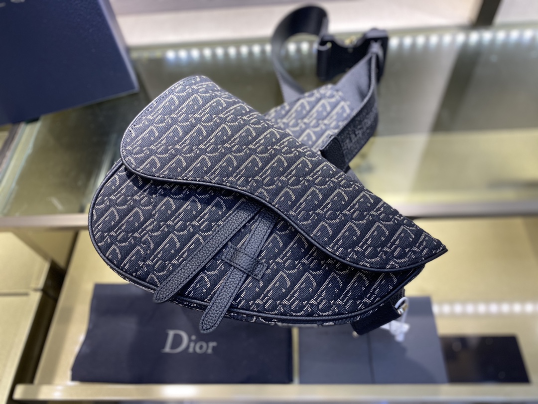 SADDLE BAG, Beige and Black Dior Oblique Jacquard, DIOR