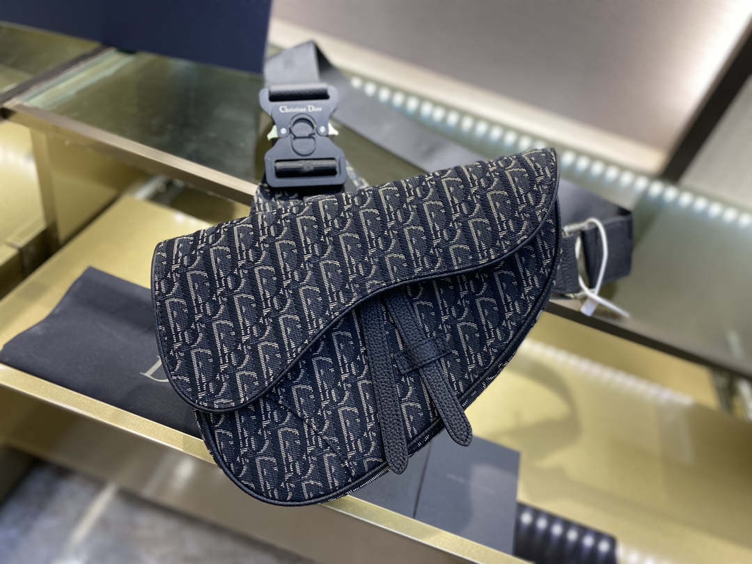 SADDLE BAG, Beige and Black Dior Oblique Jacquard, DIOR