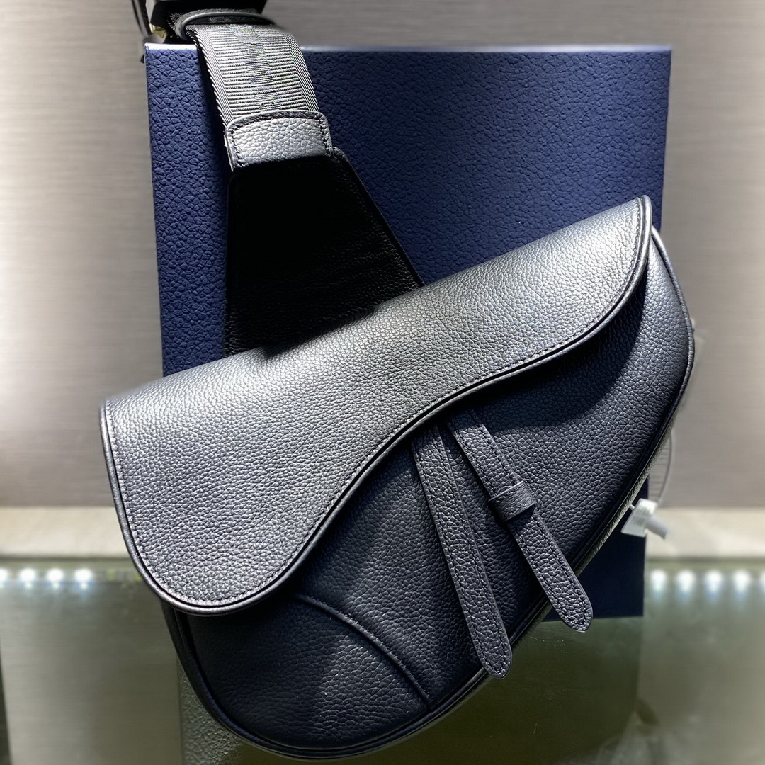 SADDLE BAG, Black Grained Calfskin, DIOR