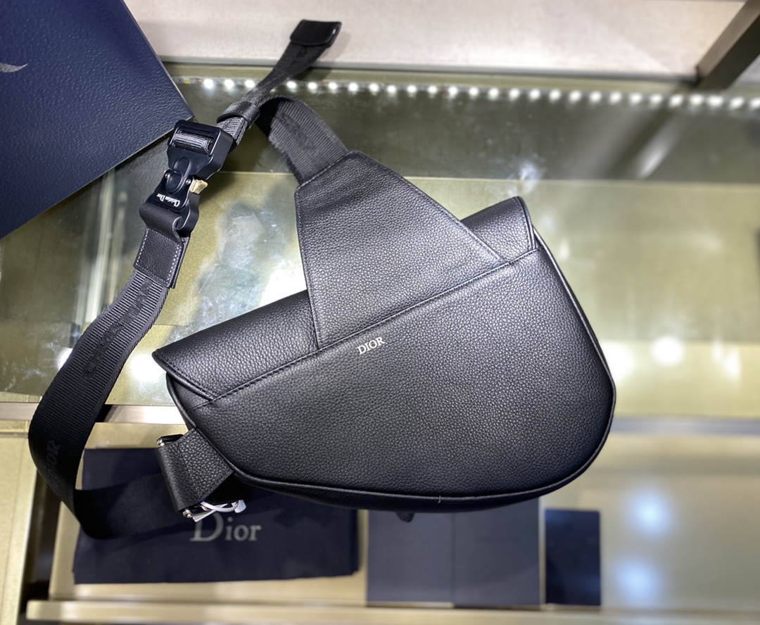 SADDLE BAG, Black Grained Calfskin, DIOR