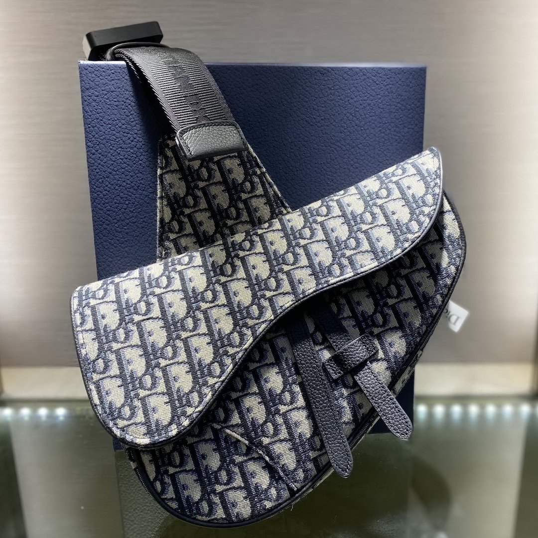 SADDLE BAG, Beige and Black Dior Oblique Jacquard, DIOR