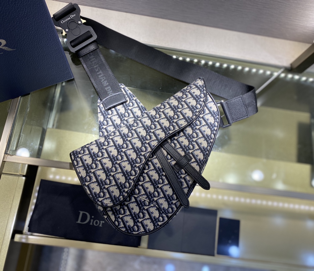 SADDLE BAG, Beige and Black Dior Oblique Jacquard, DIOR