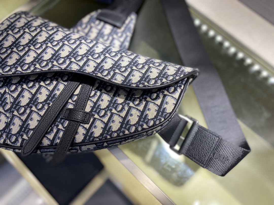 SADDLE BAG, Beige and Black Dior Oblique Jacquard, DIOR