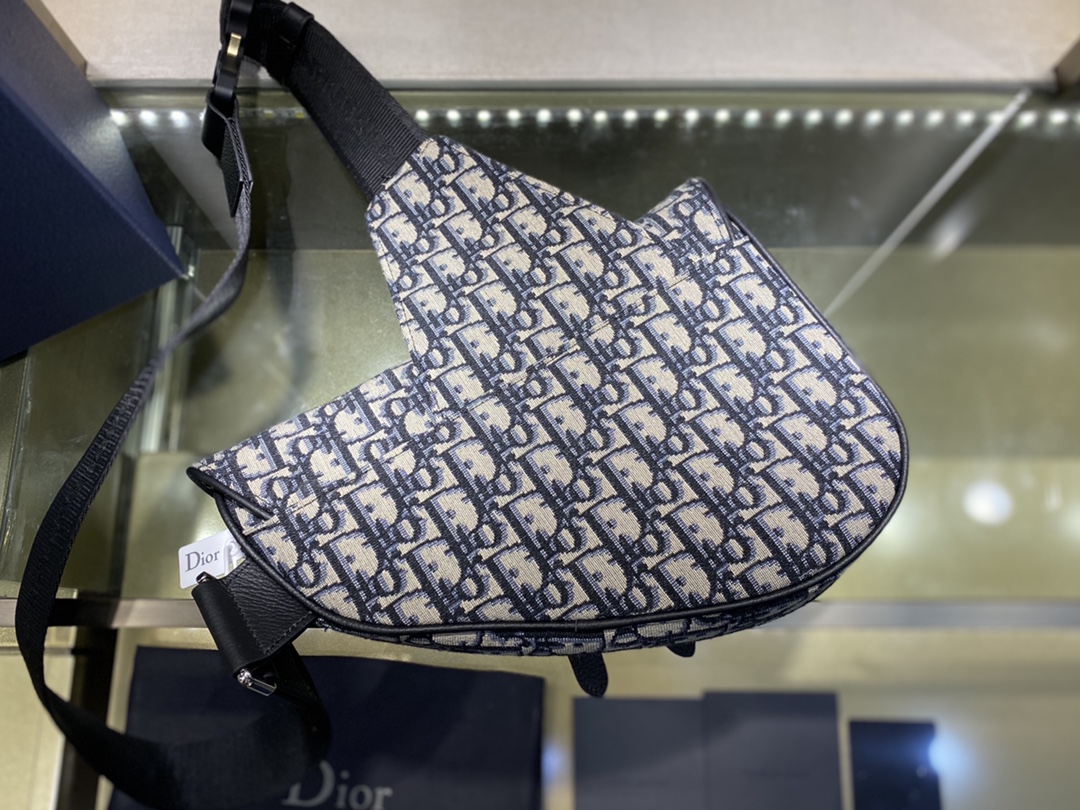 SADDLE BAG, Beige and Black Dior Oblique Jacquard, DIOR