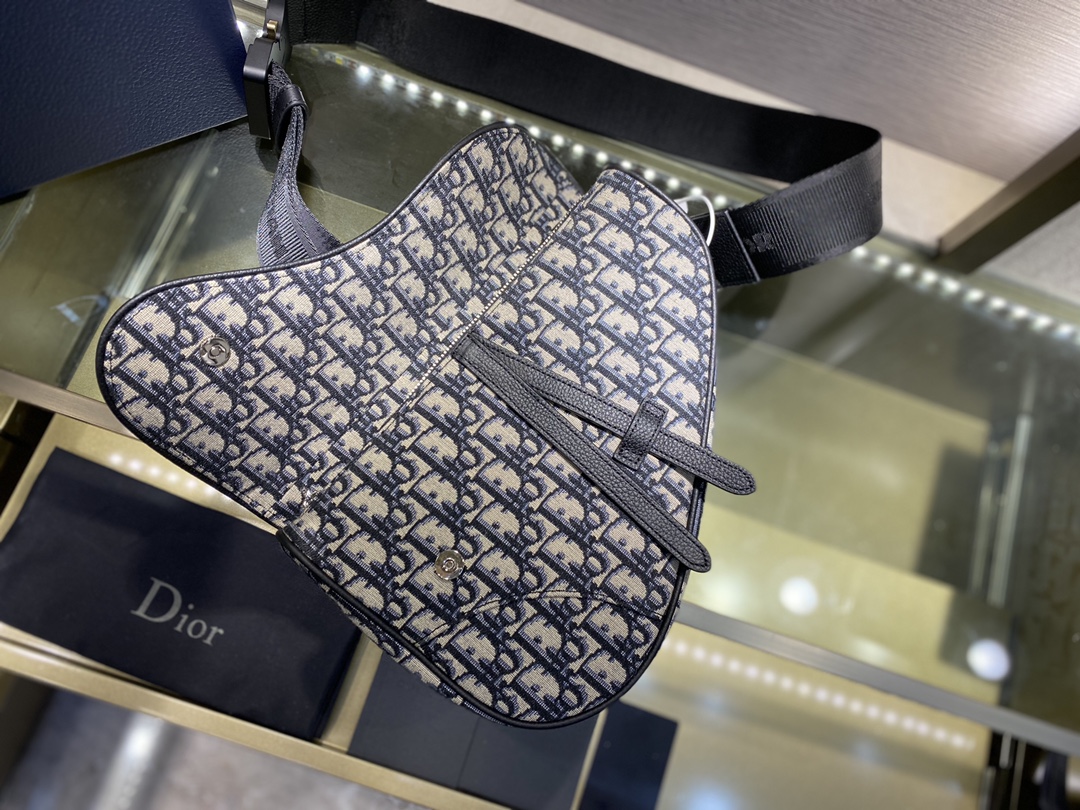 SADDLE BAG, Beige and Black Dior Oblique Jacquard, DIOR