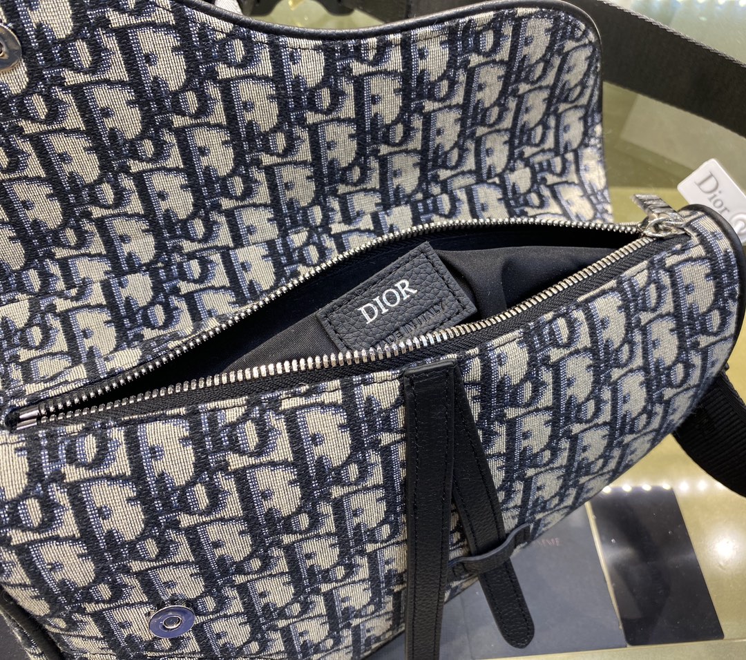 SADDLE BAG, Beige and Black Dior Oblique Jacquard, DIOR