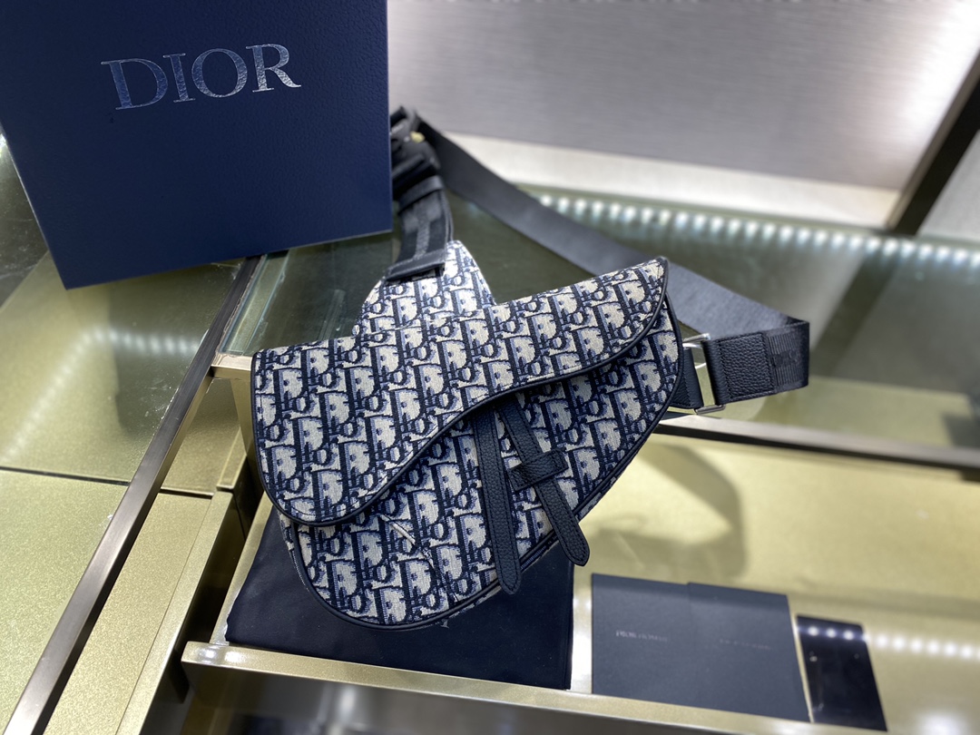 SADDLE BAG, Beige and Black Dior Oblique Jacquard, DIOR