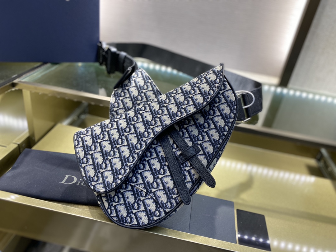 SADDLE BAG, Beige and Black Dior Oblique Jacquard, DIOR