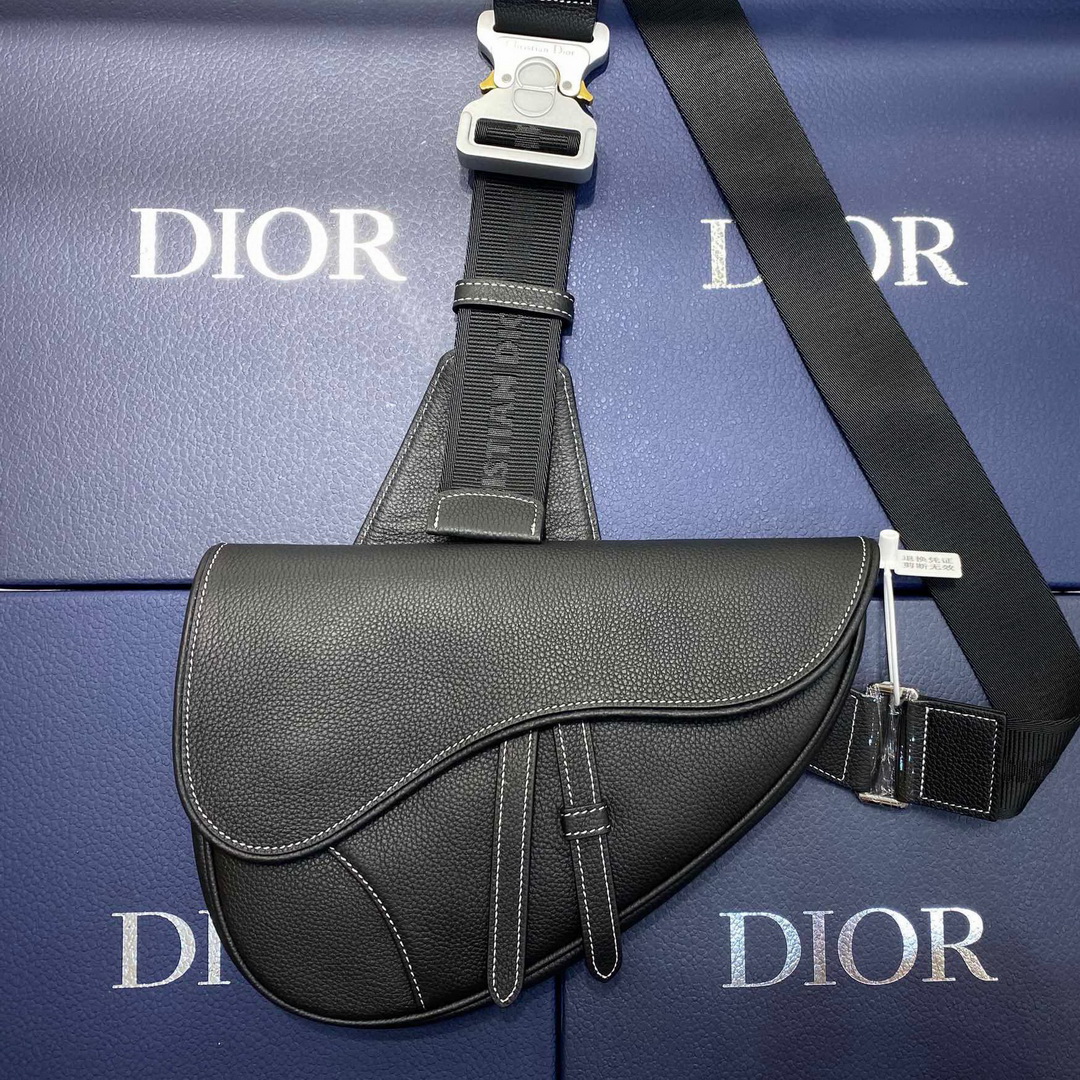 SADDLE BAG, Black Grained Calfskin, DIOR