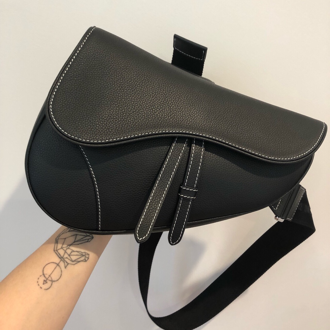 SADDLE BAG, Black Grained Calfskin, DIOR