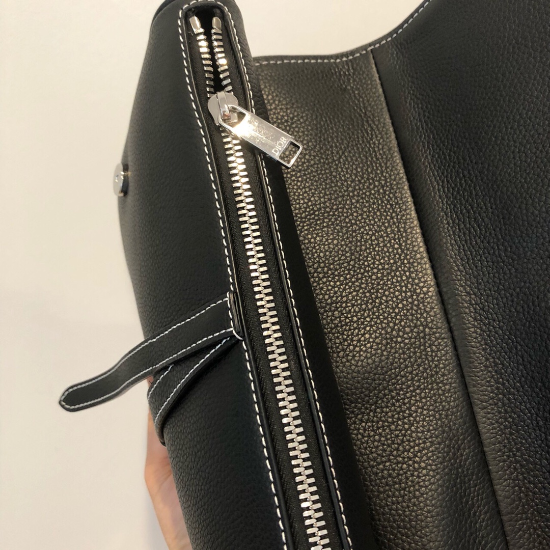 SADDLE BAG, Black Grained Calfskin, DIOR