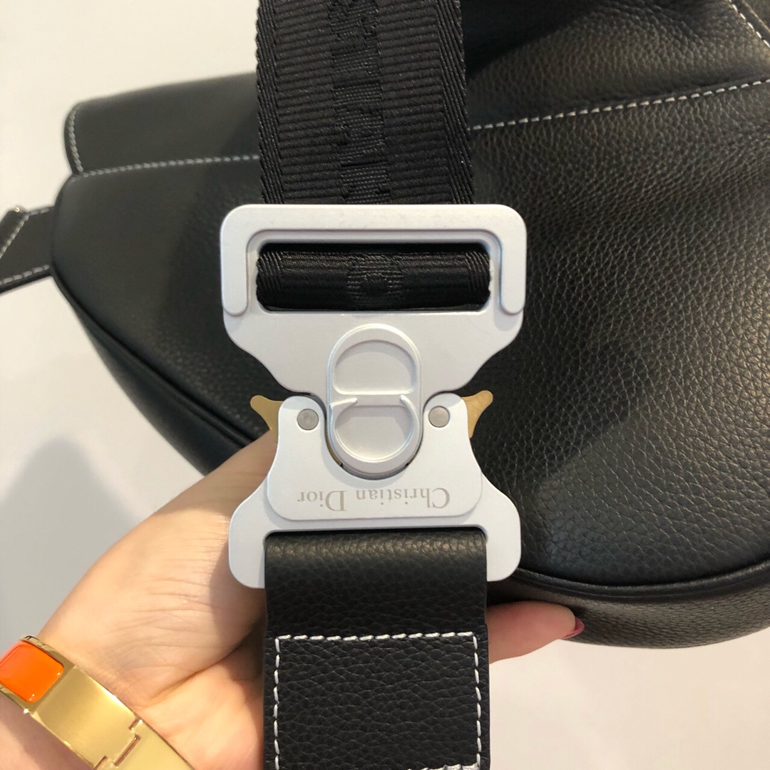 SADDLE BAG, Black Grained Calfskin, DIOR