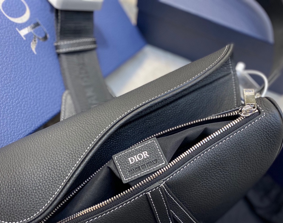 SADDLE BAG, Black Grained Calfskin, DIOR