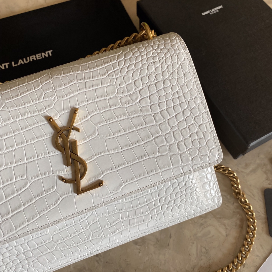 442906 SUNSET MEDIUM IN CROCODILE EMBOSSED SHINY LEATHER, YSL Saint Laurent