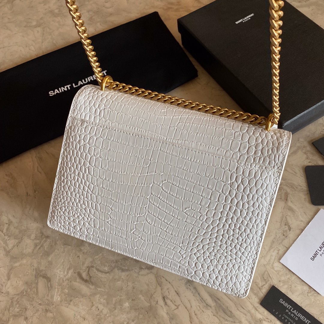442906 SUNSET MEDIUM IN CROCODILE EMBOSSED SHINY LEATHER, YSL Saint Laurent