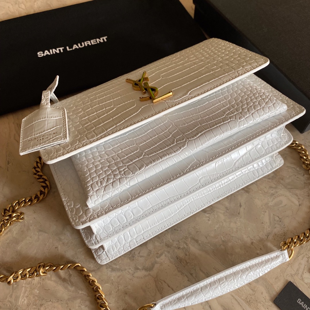 442906 SUNSET MEDIUM IN CROCODILE EMBOSSED SHINY LEATHER, YSL Saint Laurent