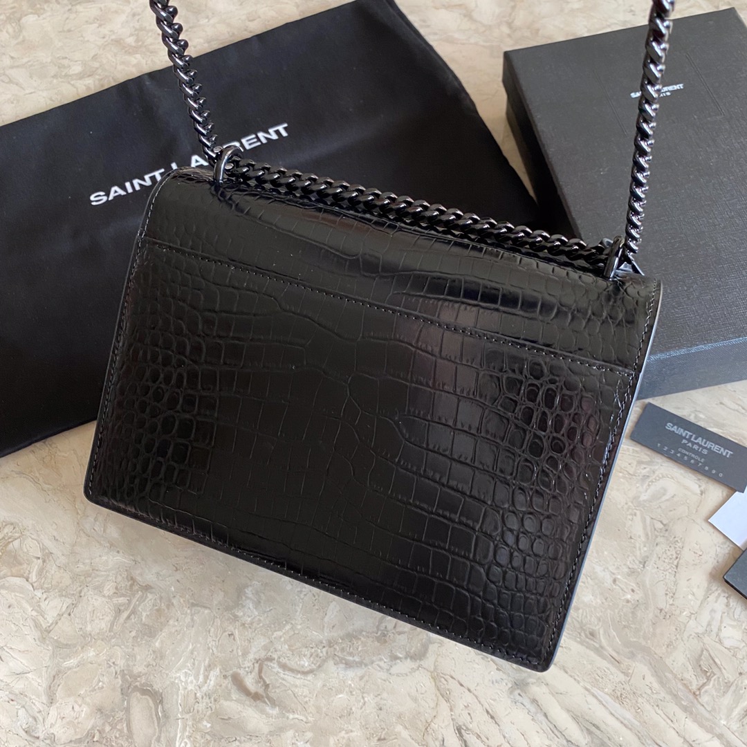 442906 SUNSET MEDIUM IN CROCODILE EMBOSSED SHINY LEATHER, YSL Saint Laurent