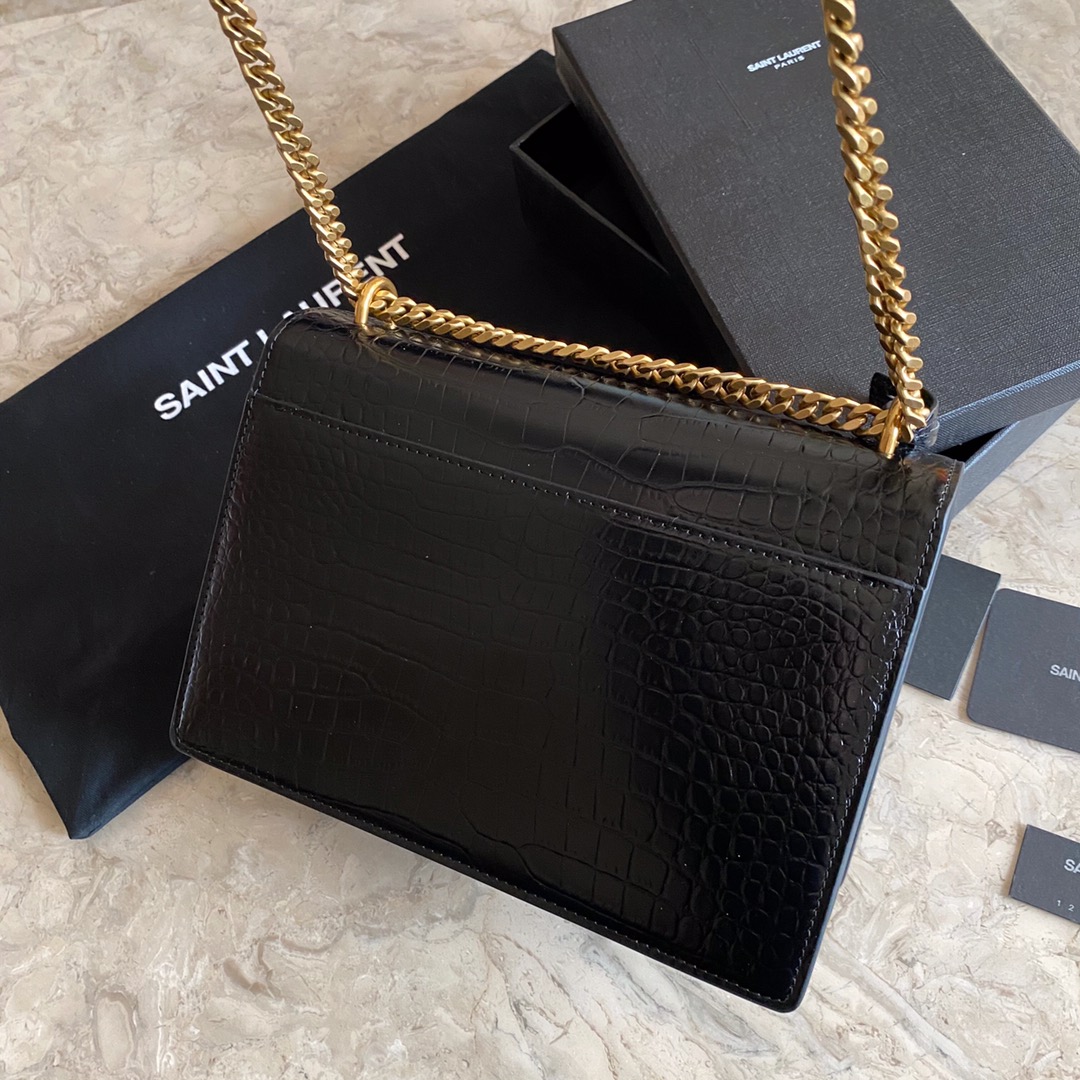 442906 SUNSET MEDIUM IN CROCODILE EMBOSSED SHINY LEATHER, YSL Saint Laurent