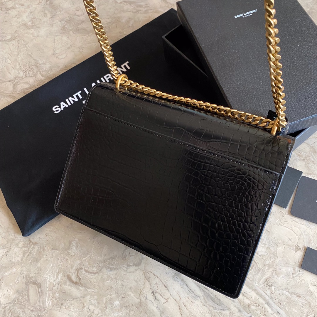 442906 SUNSET MEDIUM IN CROCODILE EMBOSSED SHINY LEATHER, YSL Saint Laurent