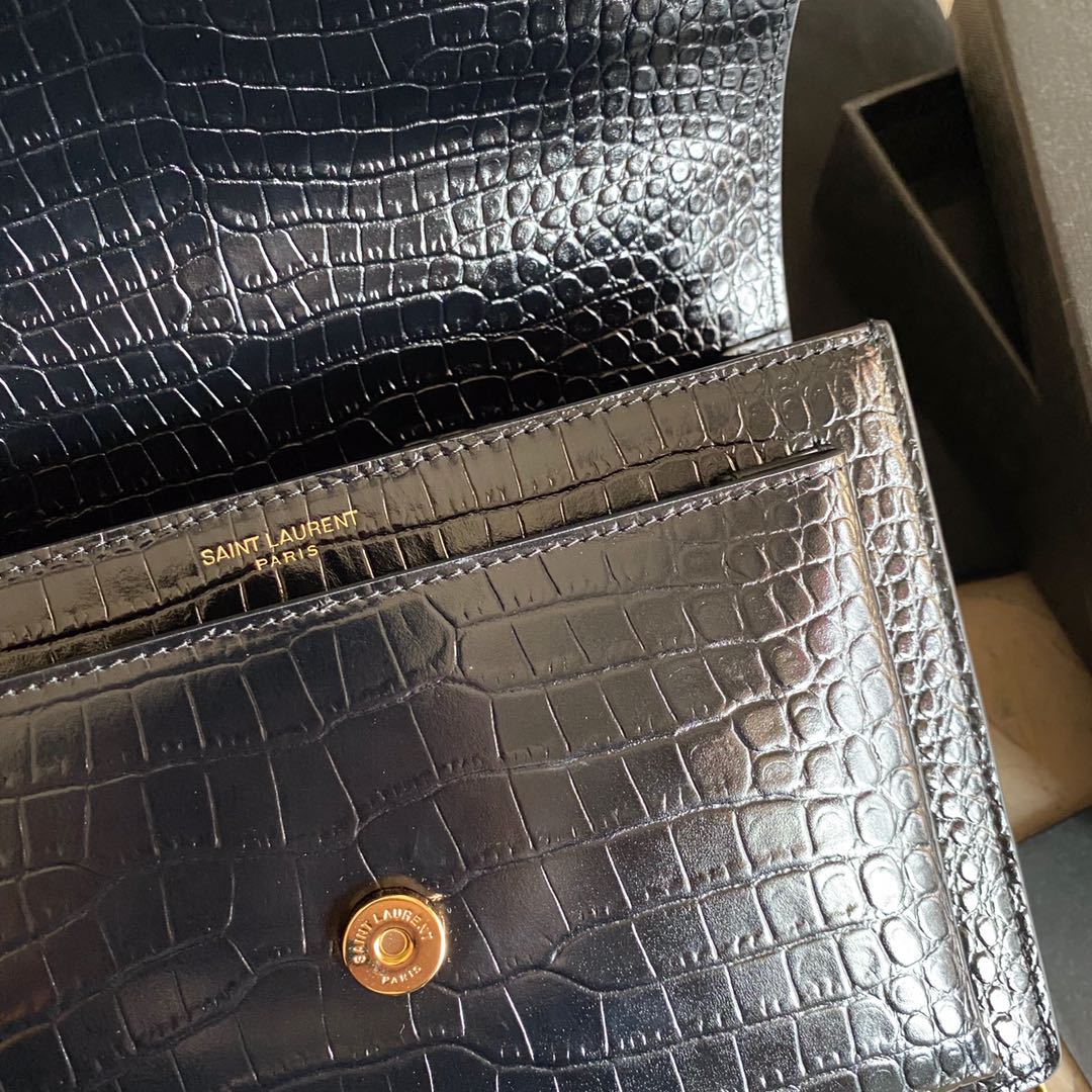 442906 SUNSET MEDIUM IN CROCODILE EMBOSSED SHINY LEATHER, YSL Saint Laurent