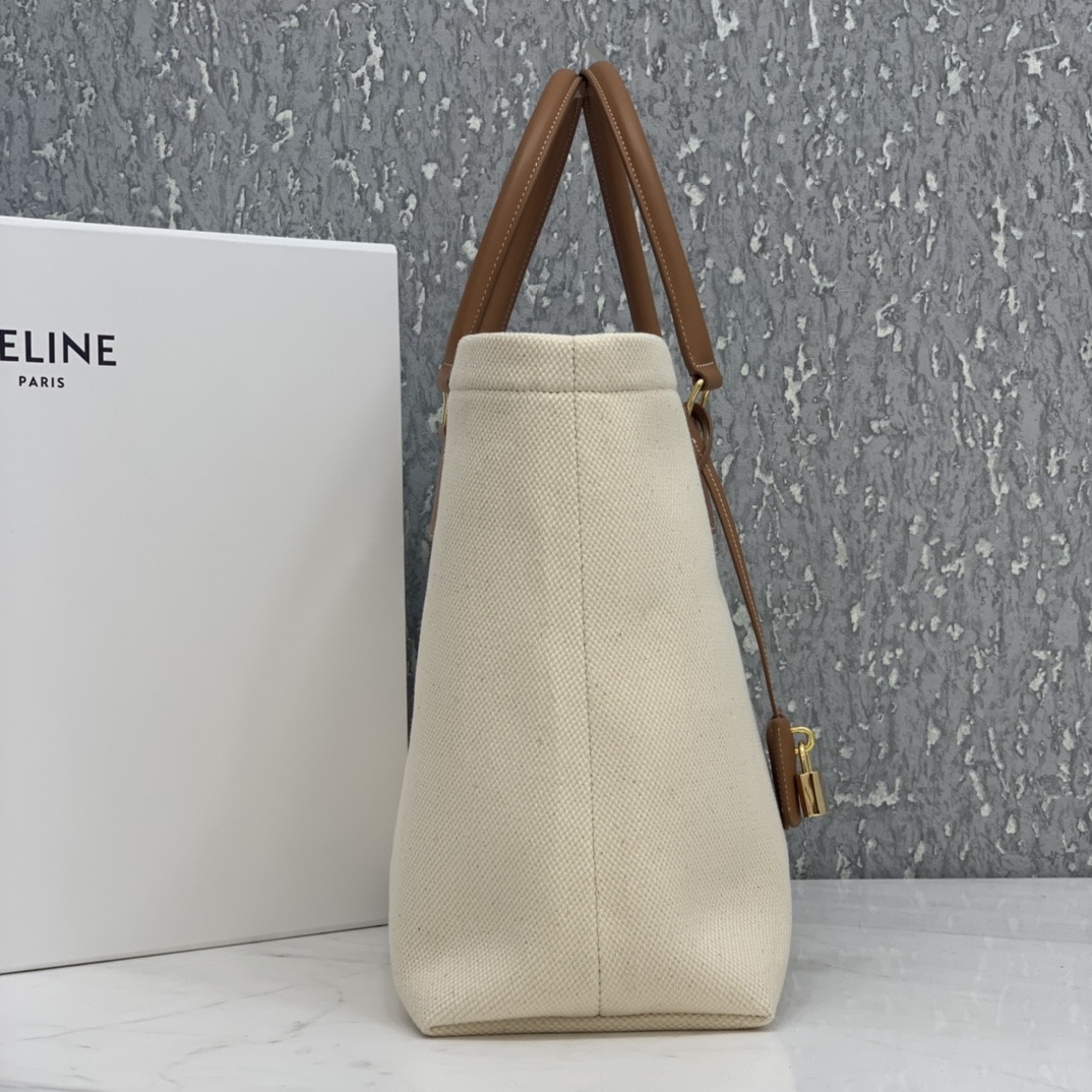 HORIZONTAL CABAS CELINE IN CANVAS WITH CELINE PRINT AND CALFSKIN