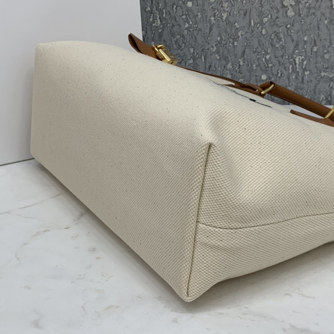 HORIZONTAL CABAS CELINE IN CANVAS WITH CELINE PRINT AND CALFSKIN