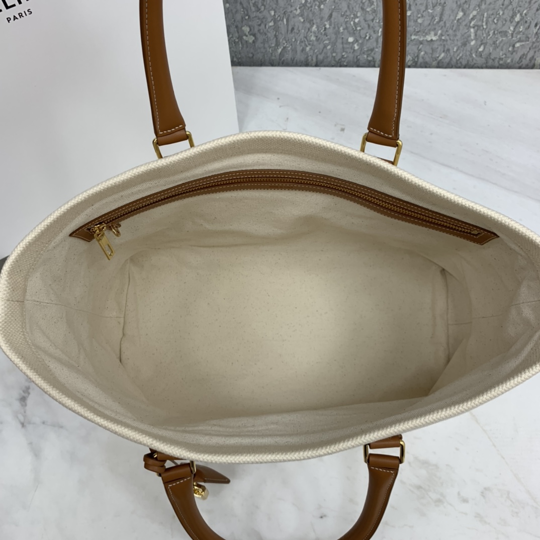 HORIZONTAL CABAS CELINE IN CANVAS WITH CELINE PRINT AND CALFSKIN