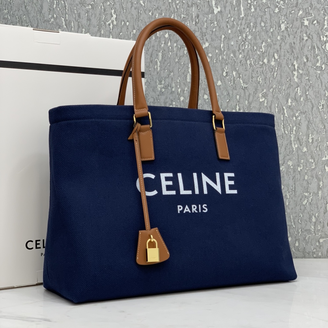 HORIZONTAL CABAS CELINE IN CANVAS WITH CELINE PRINT AND CALFSKIN
