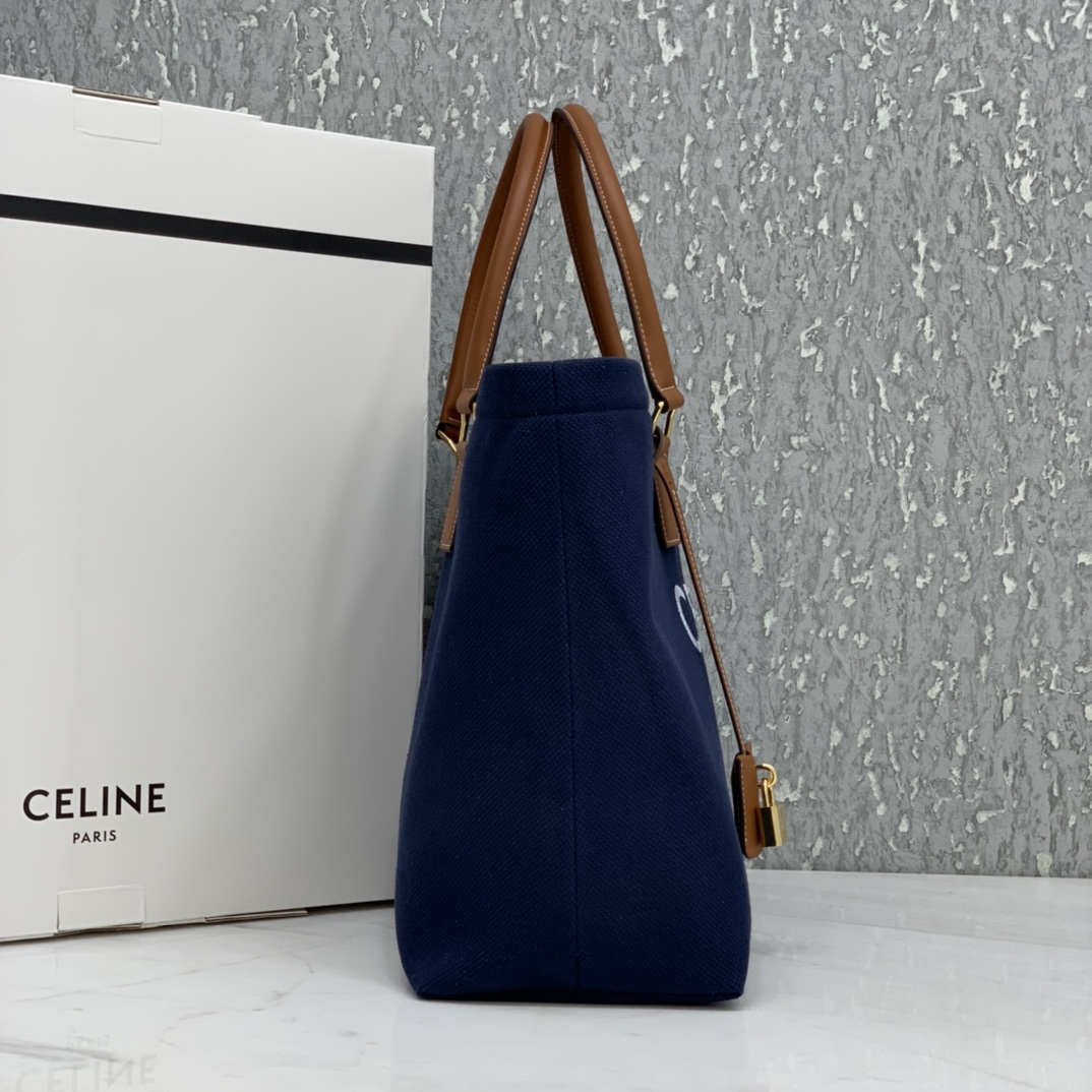 HORIZONTAL CABAS CELINE IN CANVAS WITH CELINE PRINT AND CALFSKIN
