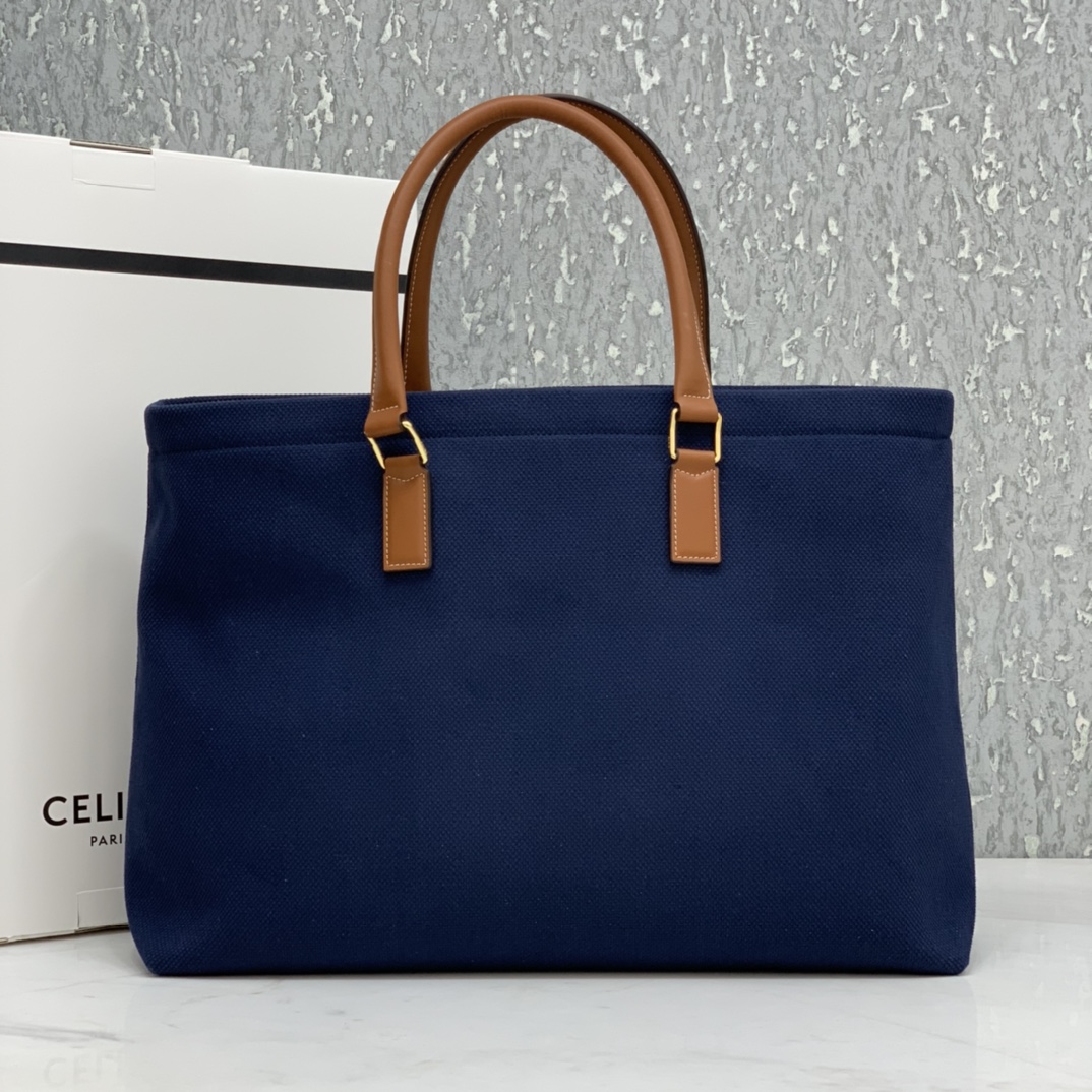 HORIZONTAL CABAS CELINE IN CANVAS WITH CELINE PRINT AND CALFSKIN